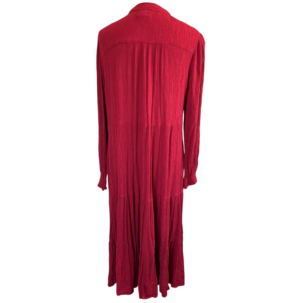 Knox Rose Maxi Dress Women XL Red Embroidered Boho Tiered Long Sleeve XL - Picture 4 of 7